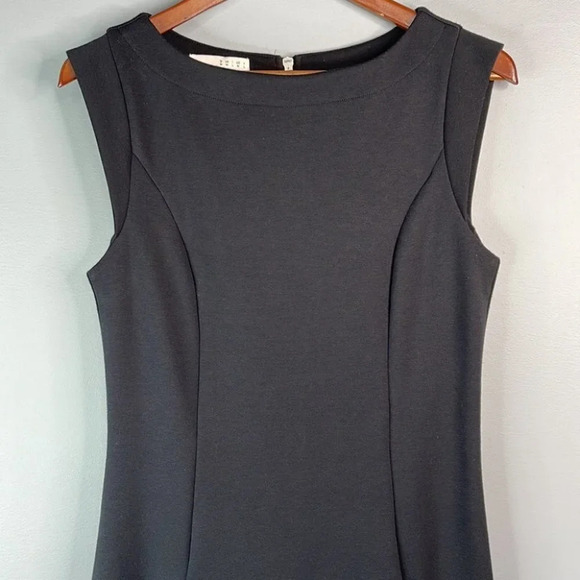 ESPRIT Boat Neck Mini Dress Black Sleeveless Jumper Fitted Exposed Zipper Size M - Picture 3 of 11